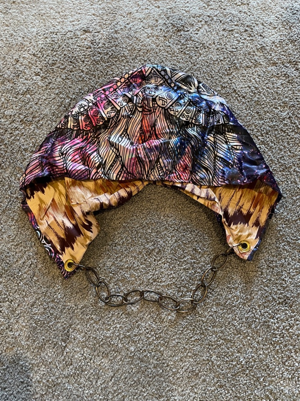 NWOT Multicolored Rave Hood with Chain